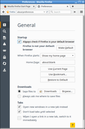 Firefox Options/Preferences