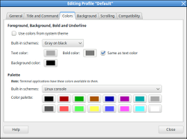 Editing the Terminal profile in Linux Mint, Cinnamon Edition