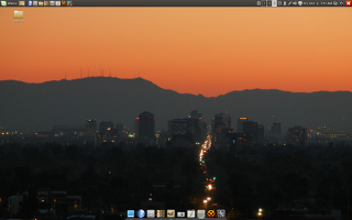 Screenshot of a desktop with a custom background image